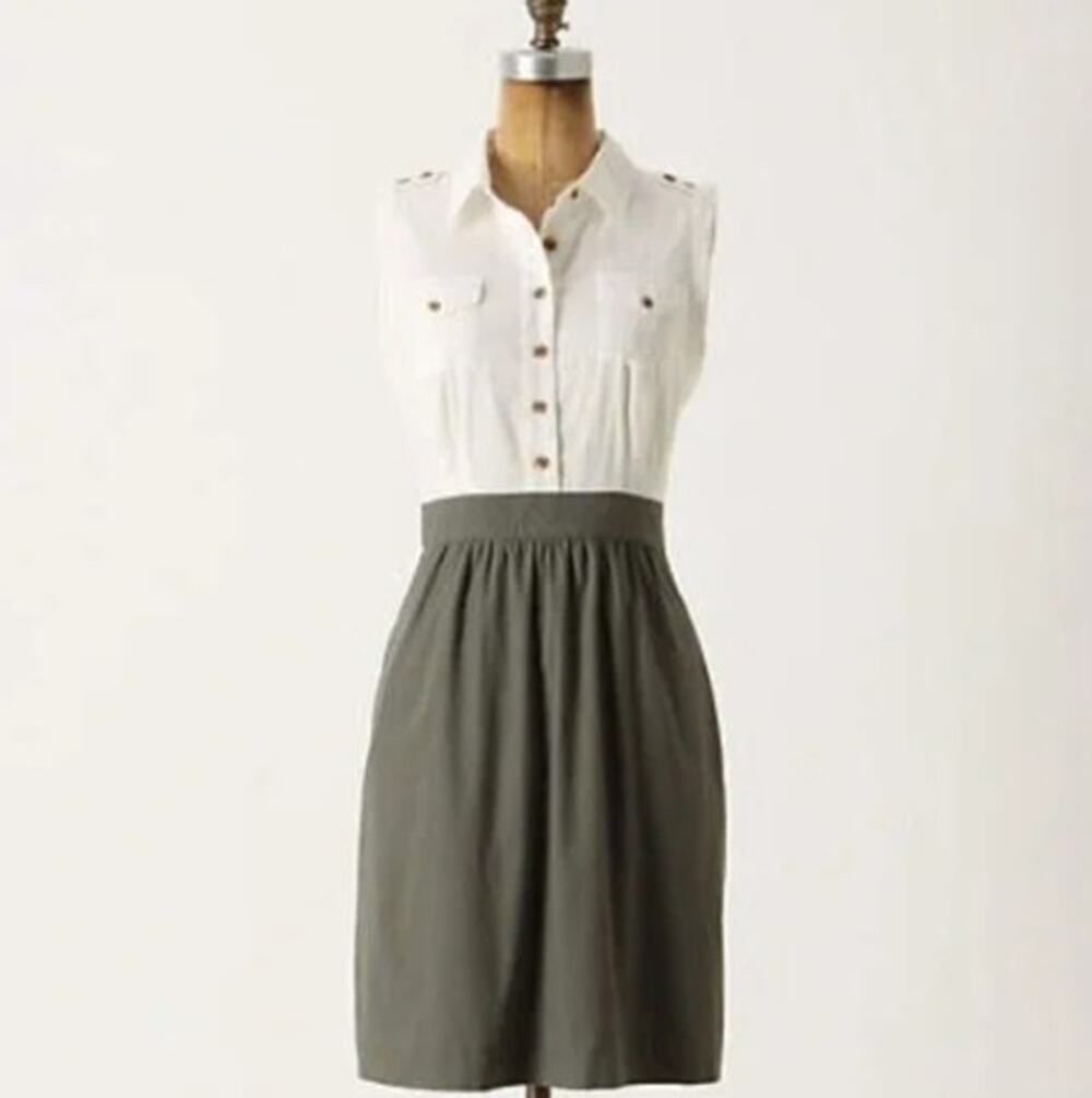Anthropologie Edme & Esyllte Two-Tone Sleeveless Shirt Dress, Size 8
